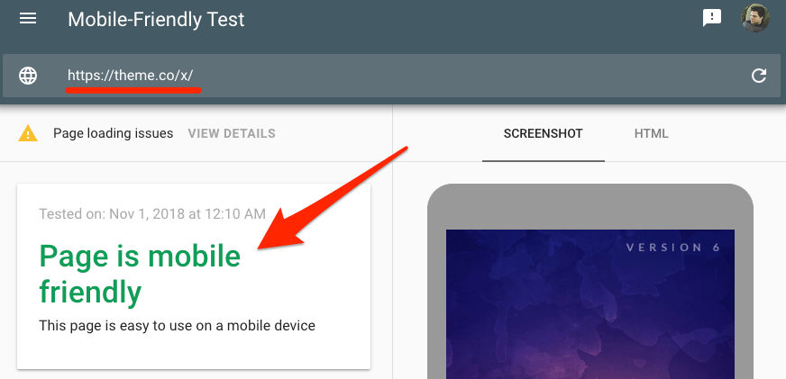 mobile friendly test